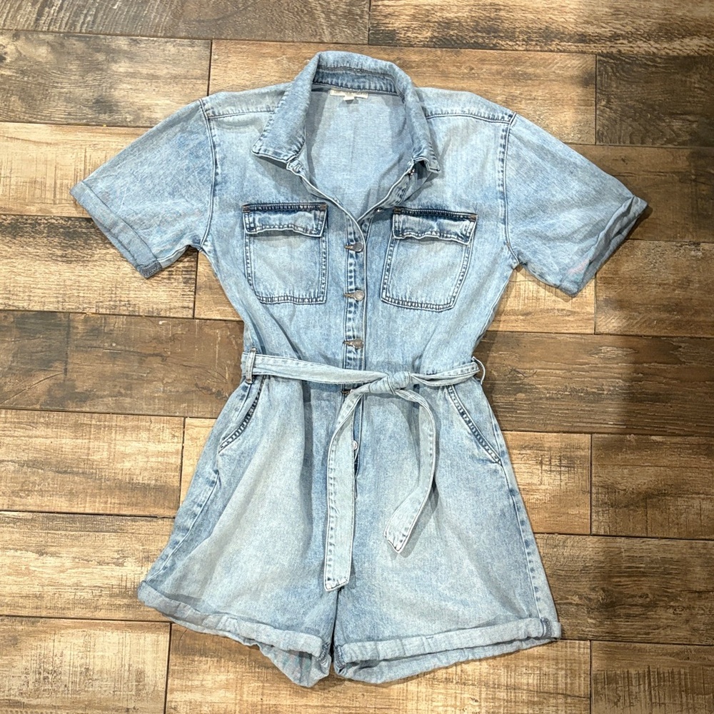 Chelsea and Violet Light Blue Denim Romper